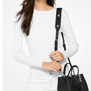 Michael Kors Black Leather Strap Crossbody Length